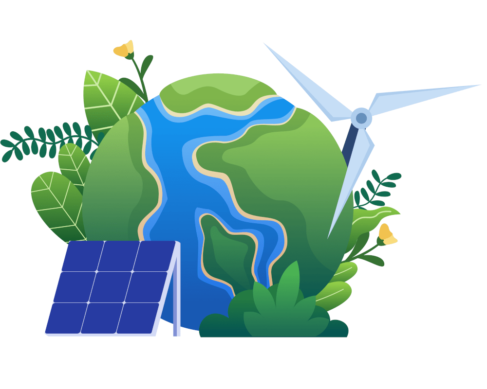 Dibujo de energía renovable en la Tierra.